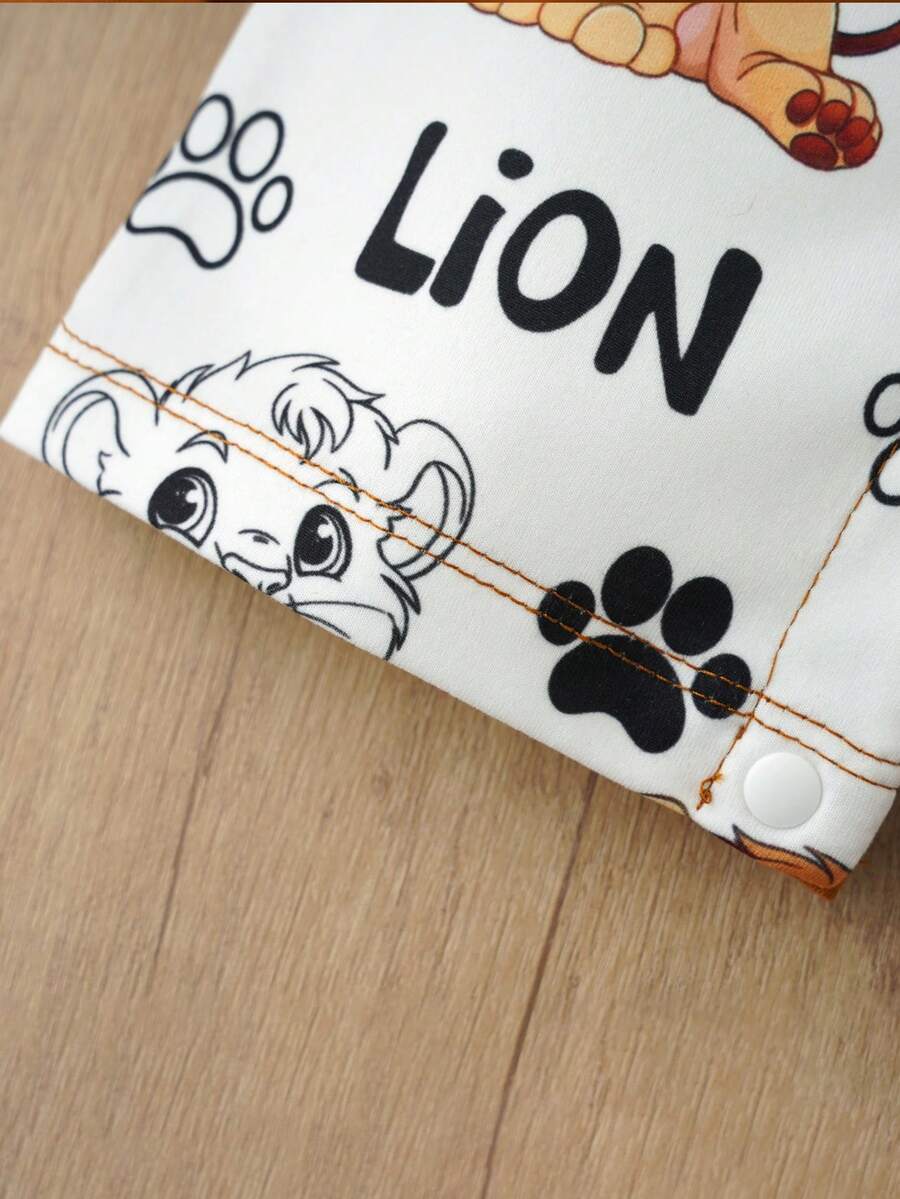 Cute Cartoon Lion Baby Boys Romper Outfit For Spring Summer Daily Wear