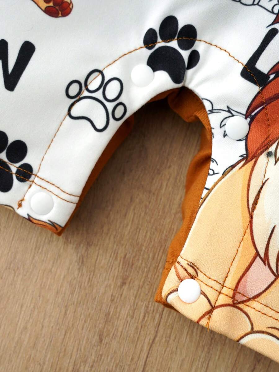Cute Cartoon Lion Baby Boys Romper Outfit For Spring Summer Daily Wear