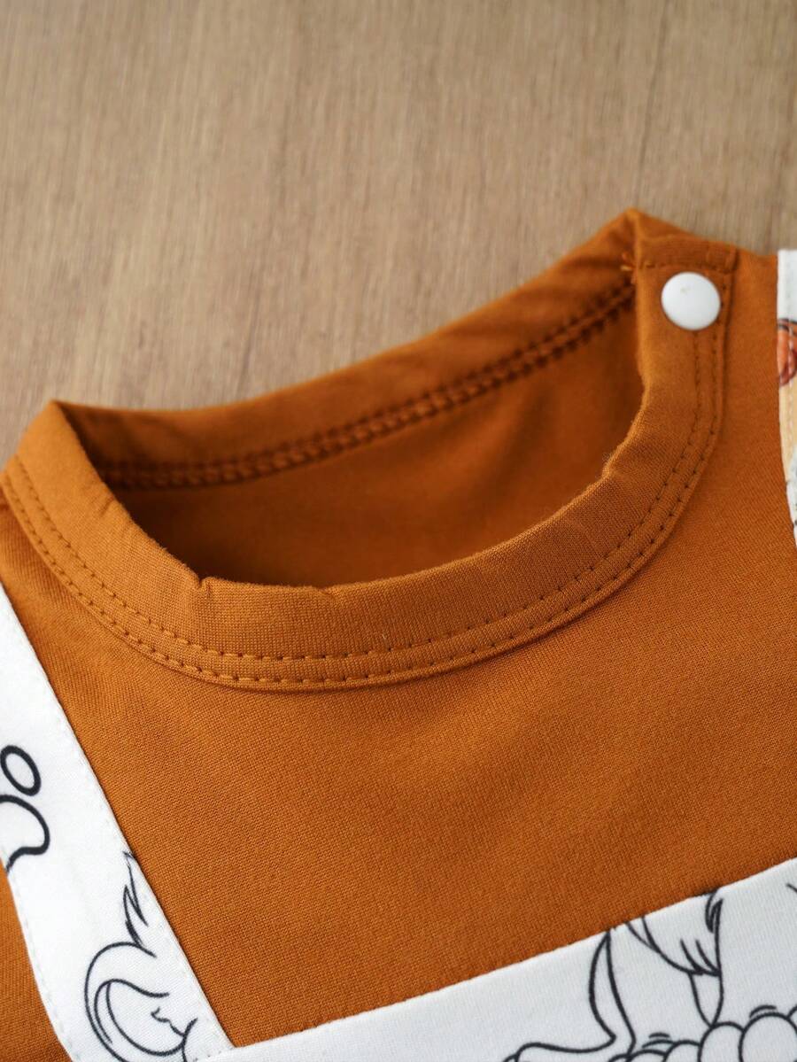 Cute Cartoon Lion Baby Boys Romper Outfit For Spring Summer Daily Wear
