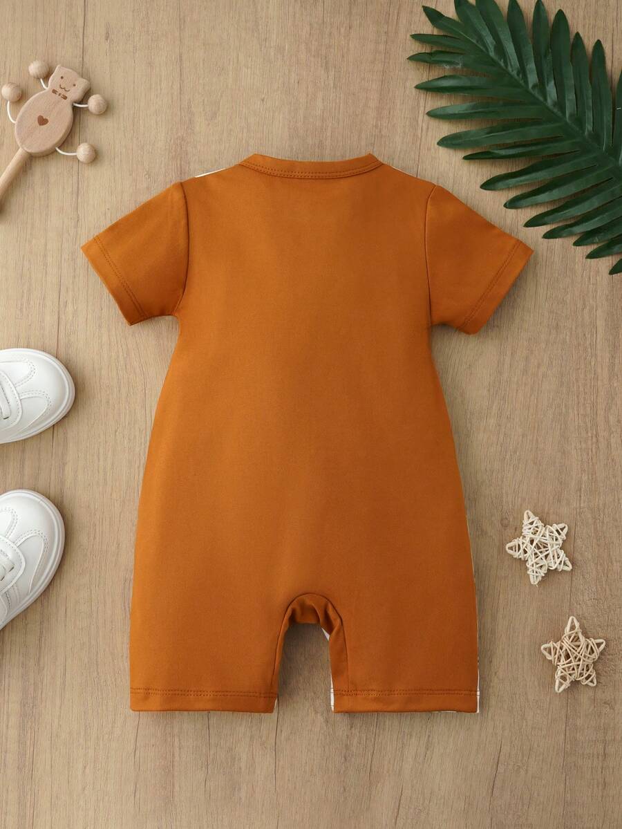 Cute Cartoon Lion Baby Boys Romper Outfit For Spring Summer Daily Wear