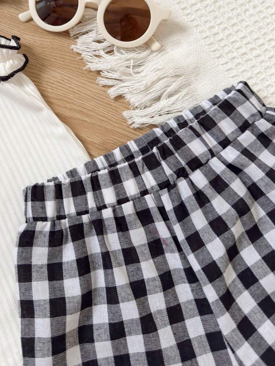 Cute Two Piece Summer Clothing Set For Little Girls Jacquard Style
