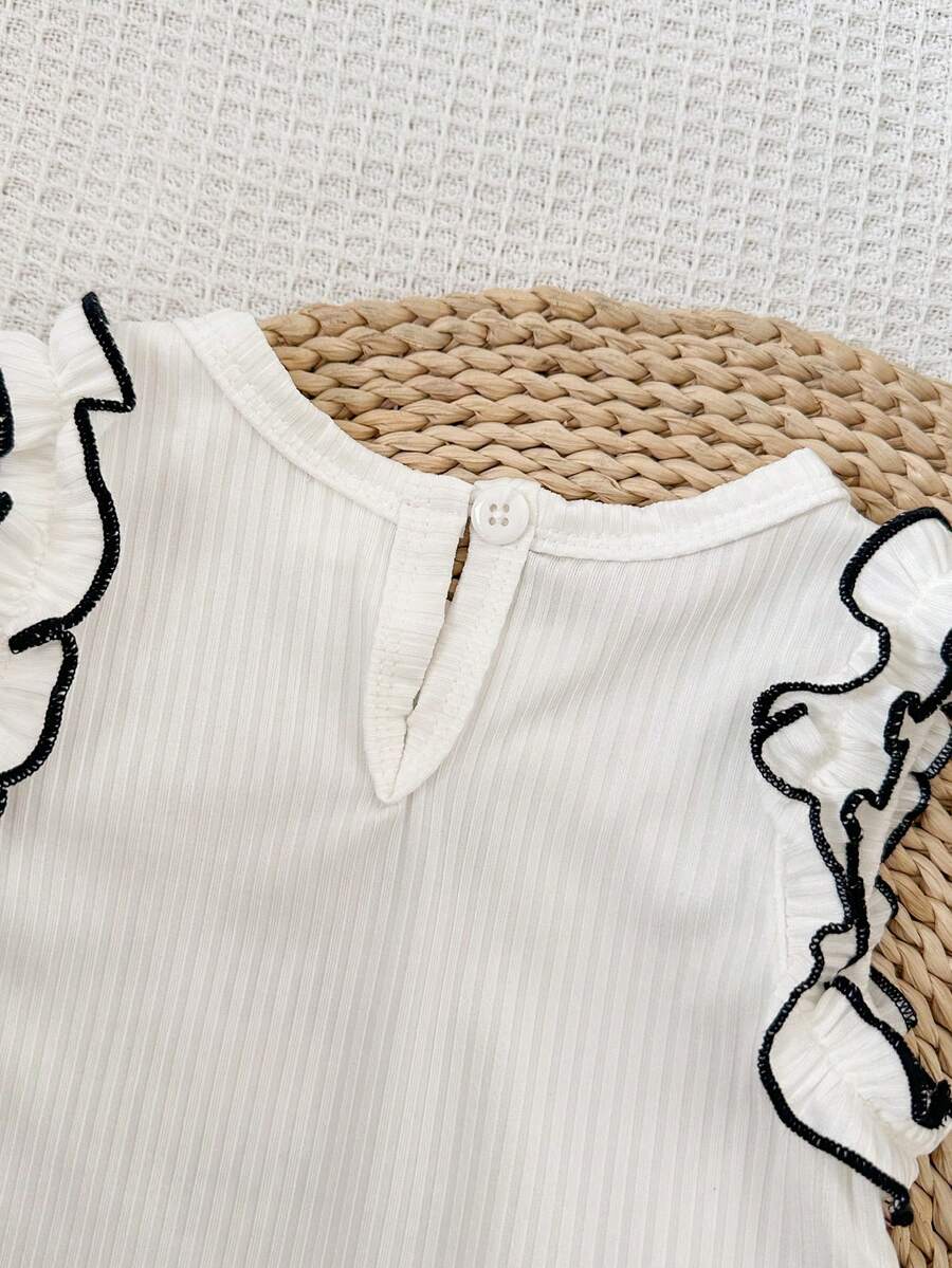 Cute Two Piece Summer Clothing Set For Little Girls Jacquard Style