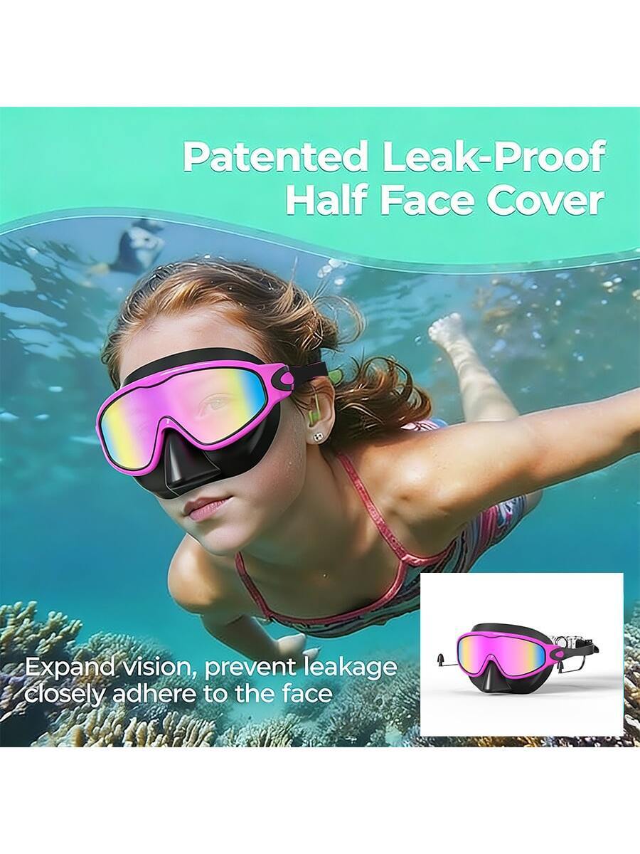 Kids Anti Fog Swimming Goggles with Nose Clip Waterproof Swim Glasses for Children Ages 4-15