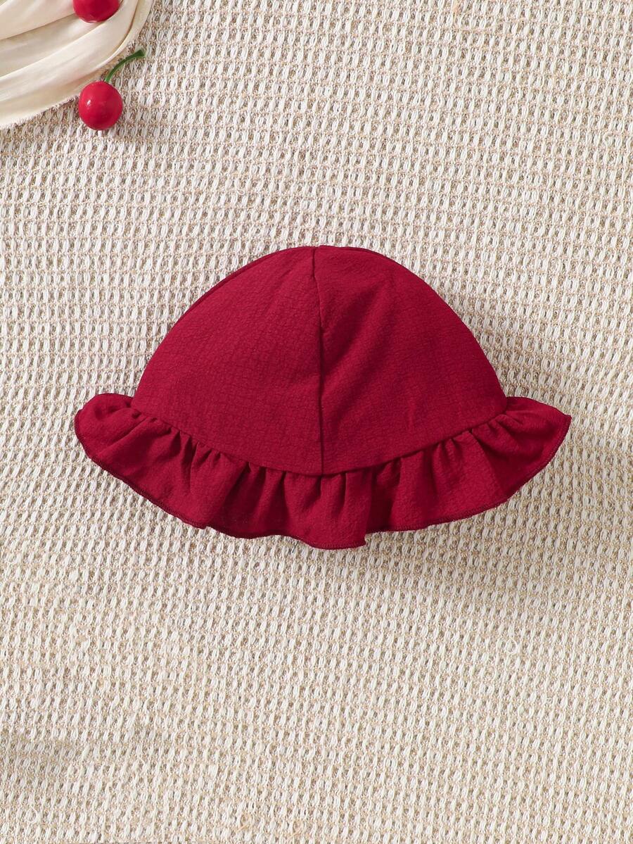 Baby Cherry Print Sleeveless Dress and Red Hat Set for Cute Summer Outings