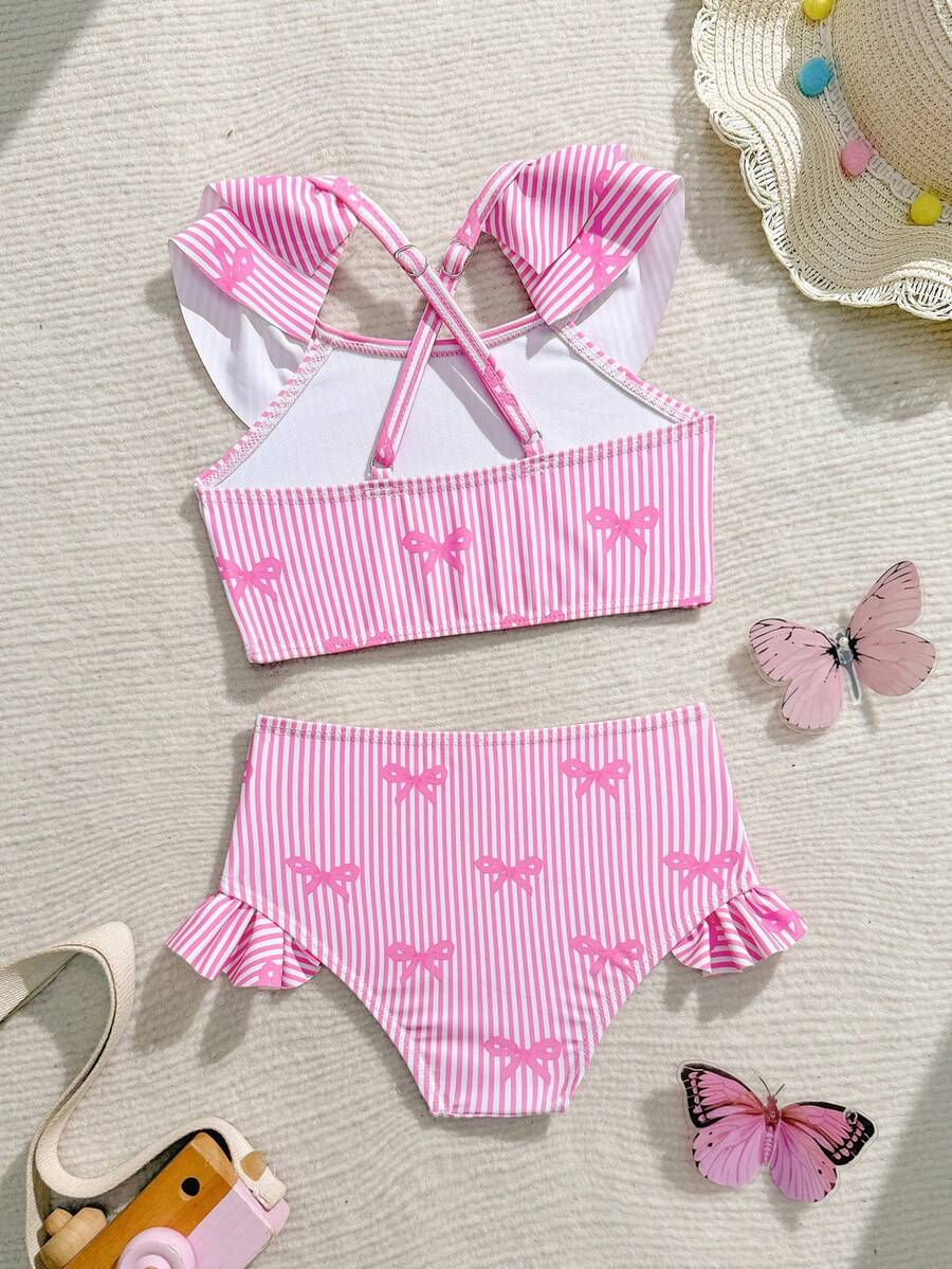 Baby Girls Leopard Print Bikini Set With Ruffle Trim Cute Summer Swimwear
