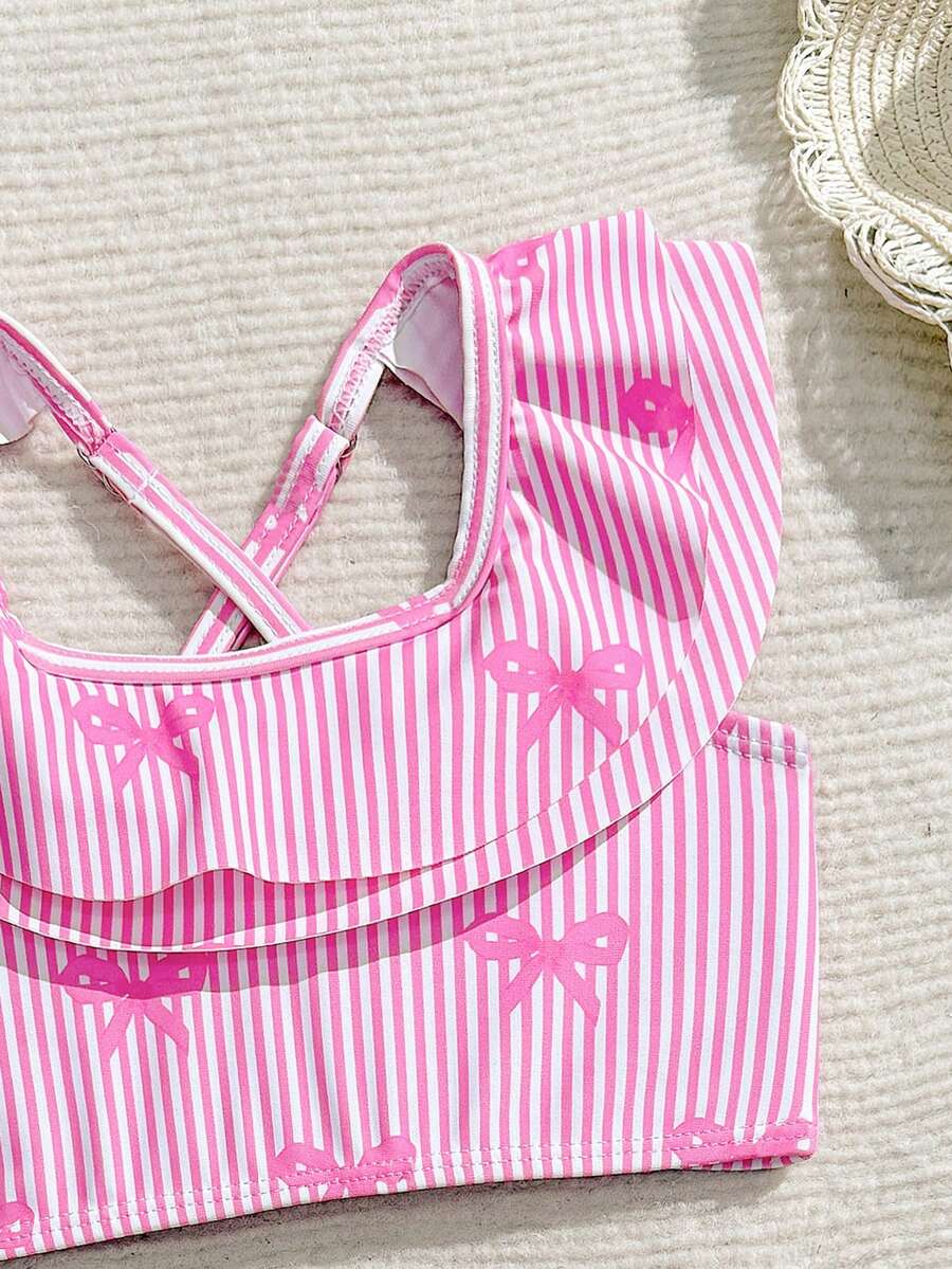 Baby Girls Leopard Print Bikini Set With Ruffle Trim Cute Summer Swimwear