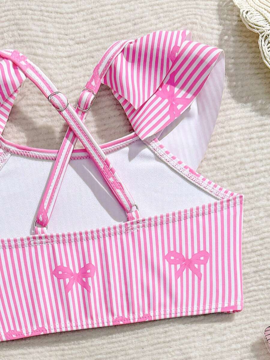 Baby Girls Leopard Print Bikini Set With Ruffle Trim Cute Summer Swimwear