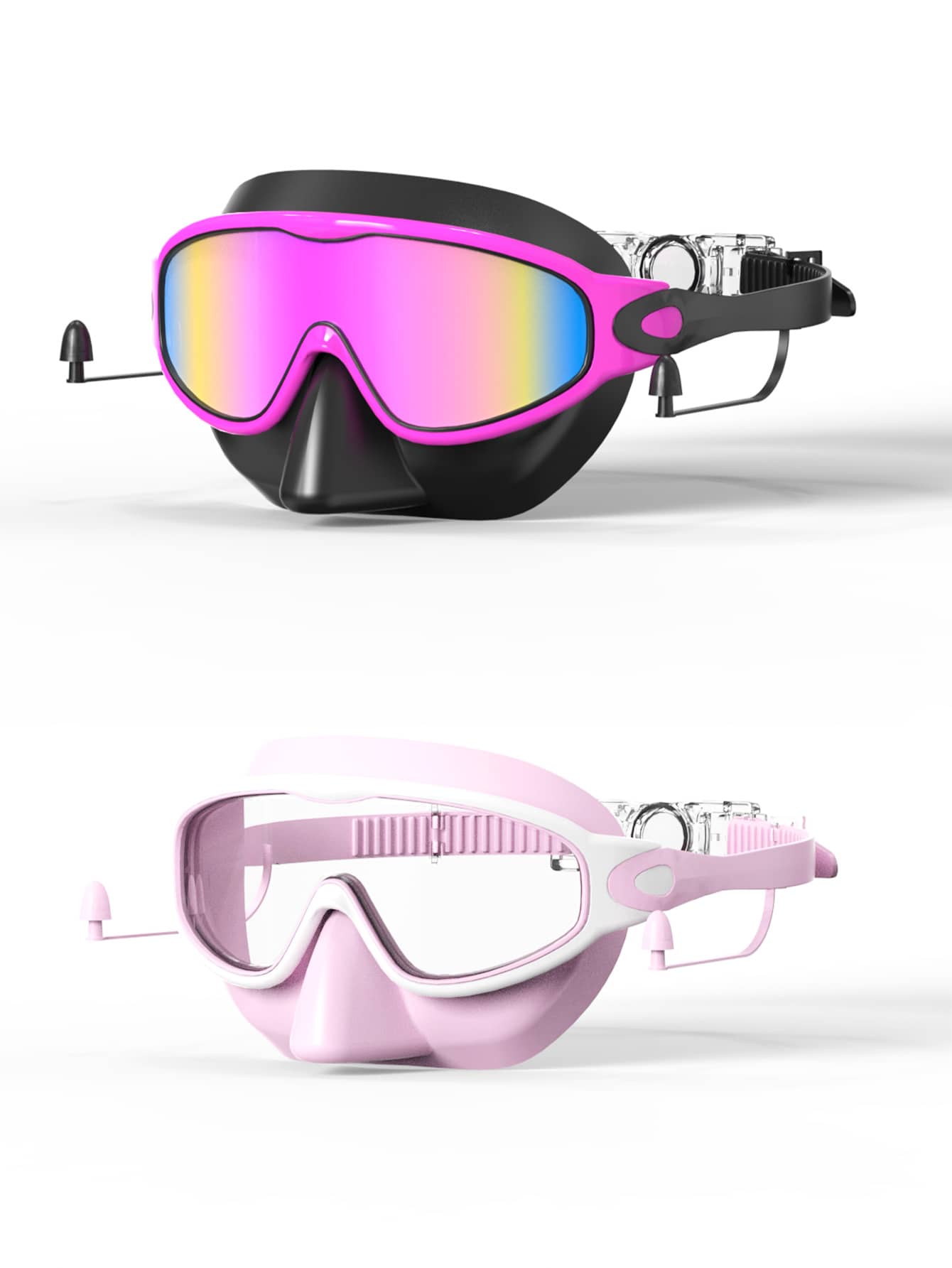 Kids Anti Fog Swimming Goggles with Nose Clip Waterproof Swim Glasses for Children Ages 4-15