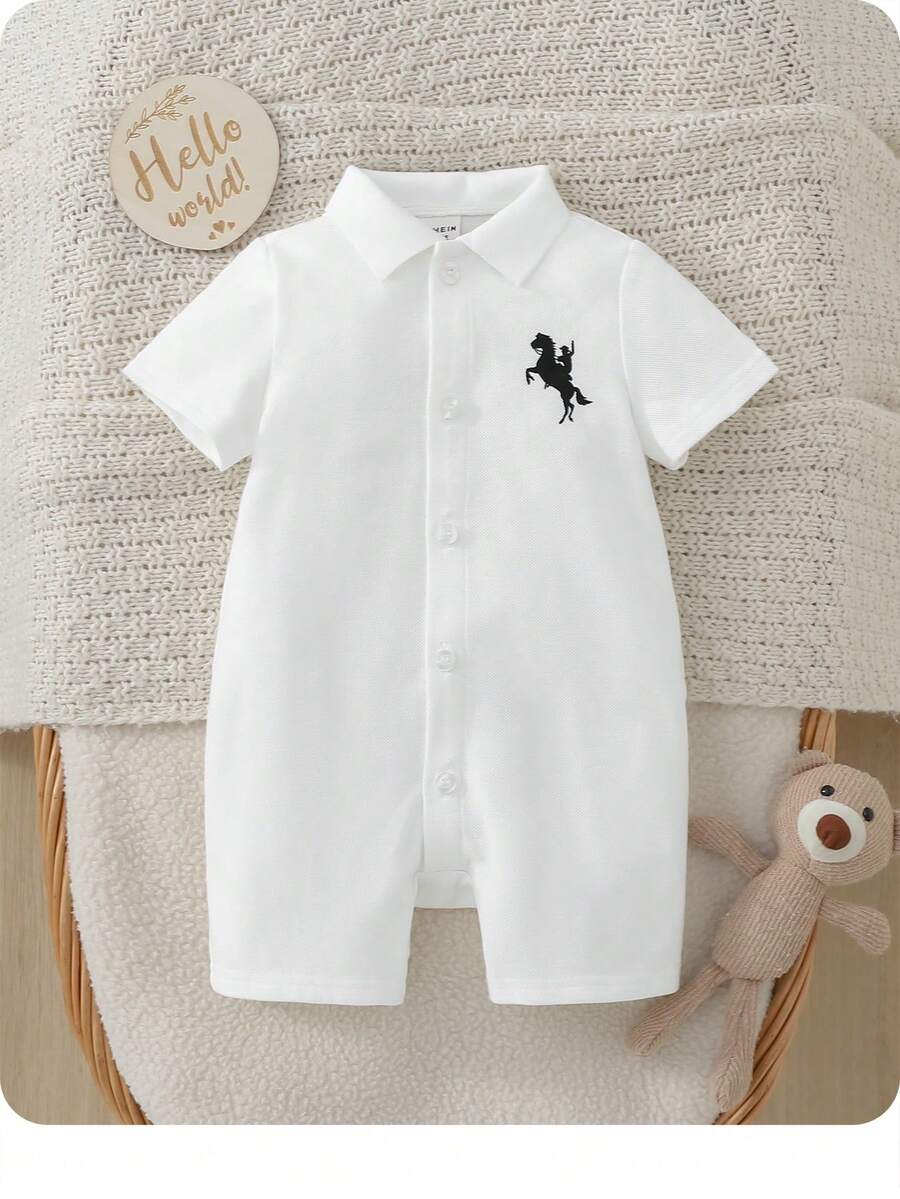 Baby Boy Plaid Short Sleeve Romper Formal Summer Outfit for Birthday Party Christening and Special Occasions