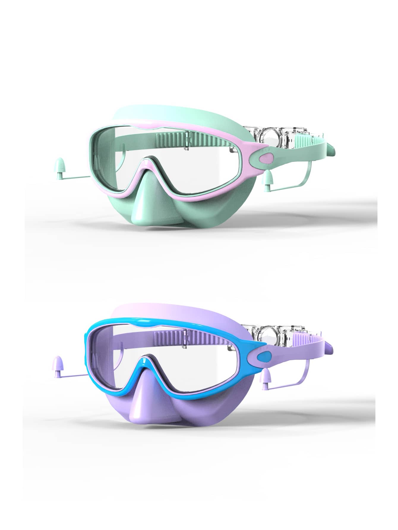 Kids Anti Fog Swimming Goggles with Nose Clip Waterproof Swim Glasses for Children Ages 4-15