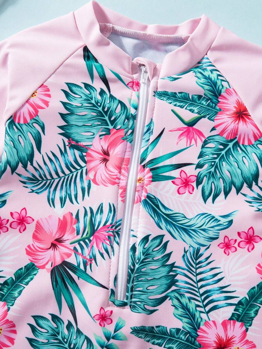 Baby Shark Print Long Sleeve One-Piece Swimsuit