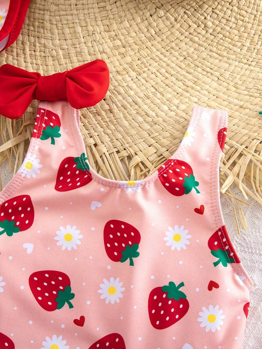 Baby Girls Minimalist Spaghetti Strap One Piece Swimsuit Casual Summer Beachwear