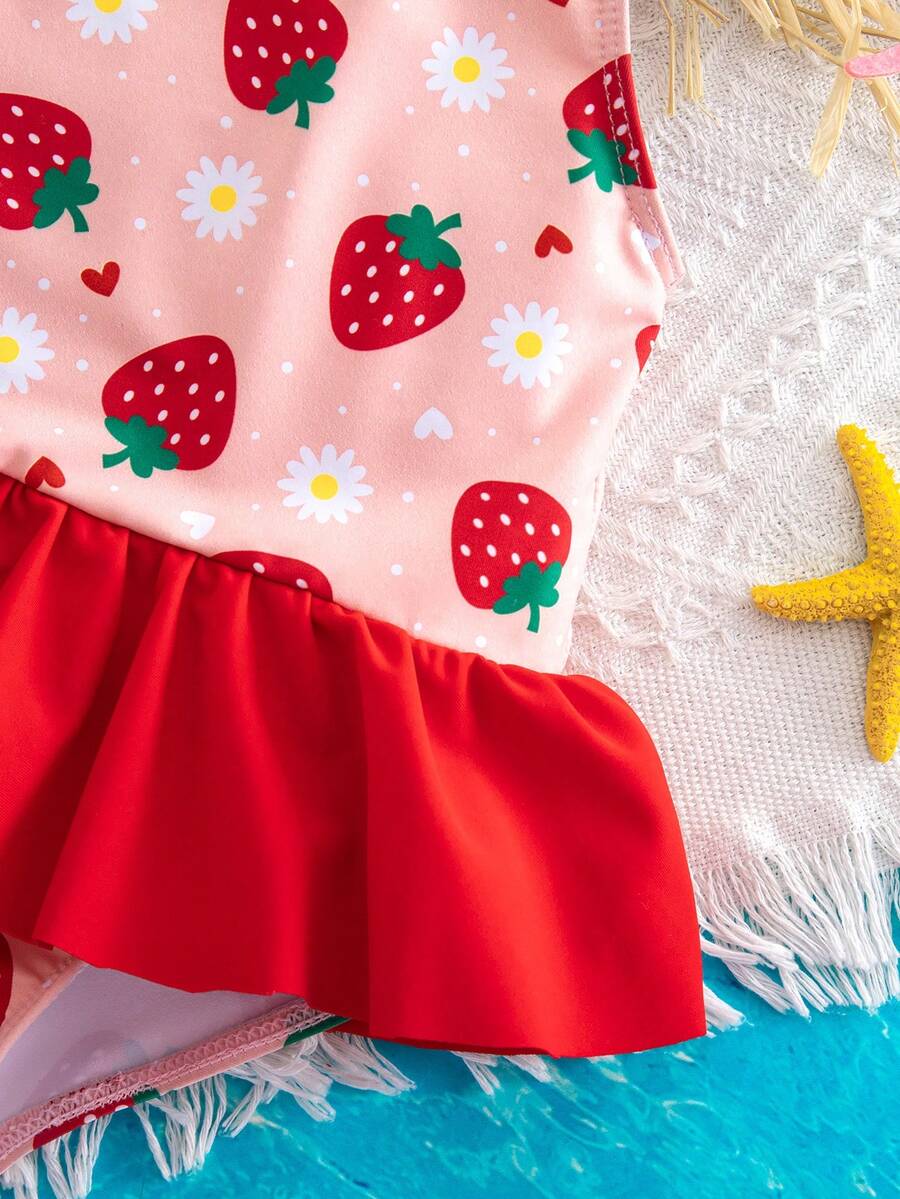 Baby Girls Minimalist Spaghetti Strap One Piece Swimsuit Casual Summer Beachwear