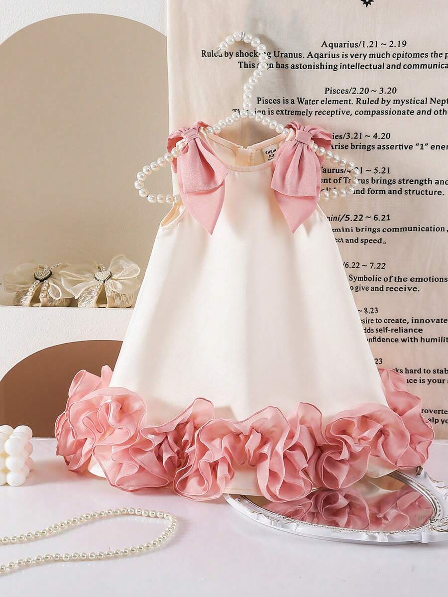 Little Girls Backless Floral Tulle Dress Sweet A Line Princess Party Wear