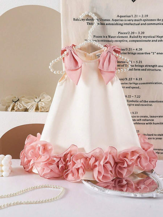 Little Girls Backless Floral Tulle Dress Sweet A Line Princess Party Wear