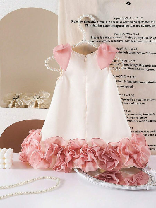 Little Girls Backless Floral Tulle Dress Sweet A Line Princess Party Wear
