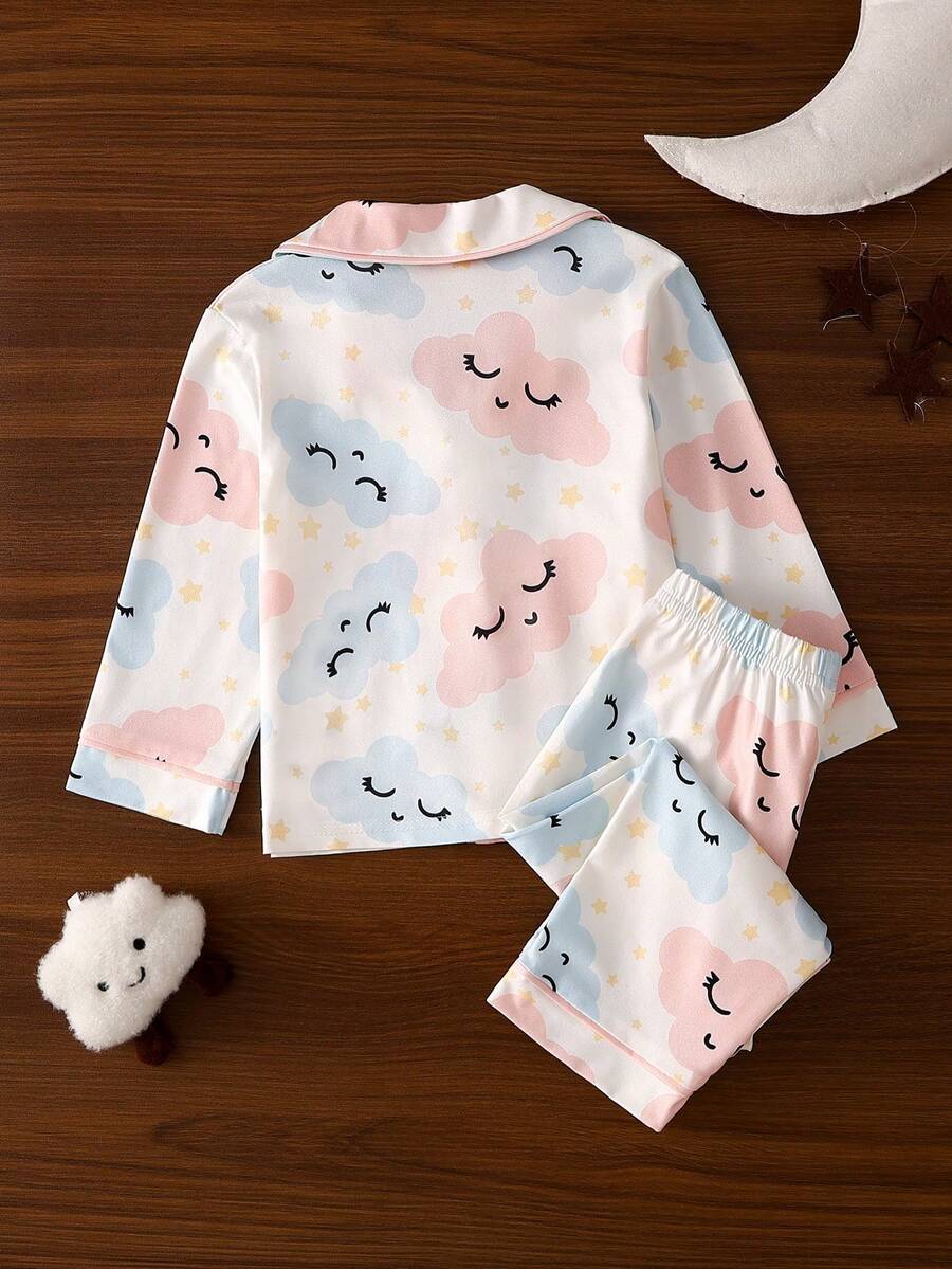 Baby Girl Heart and Stripe Print Long Sleeve Top and Pants Pajama Set - Fall Winter Outfits for Toddlers