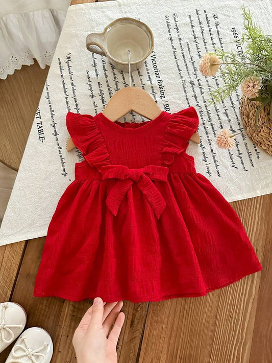 Baby Red Ruffle Waist Dress for Cute Elegant Summer Wear
