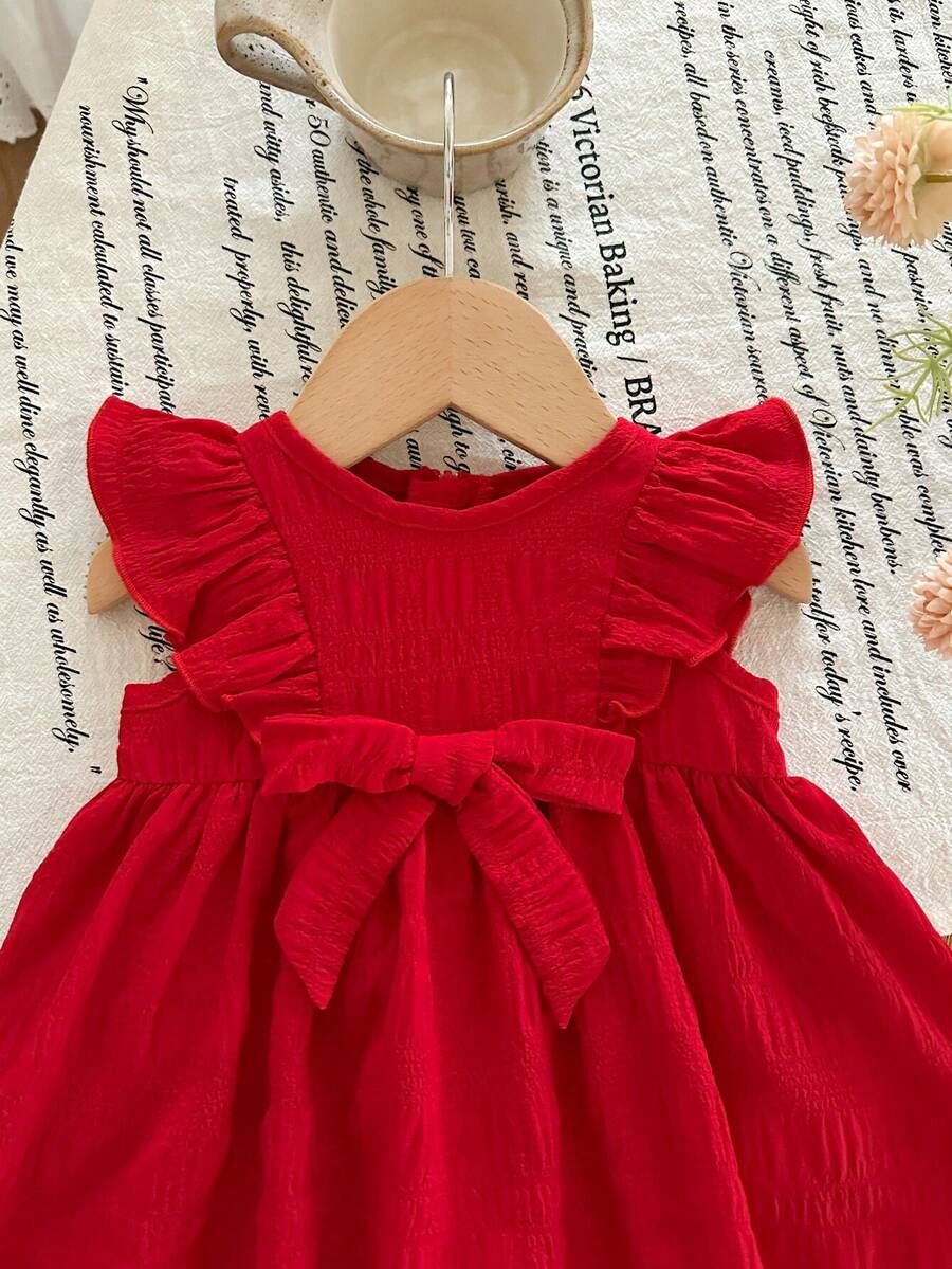Baby Red Ruffle Waist Dress for Cute Elegant Summer Wear