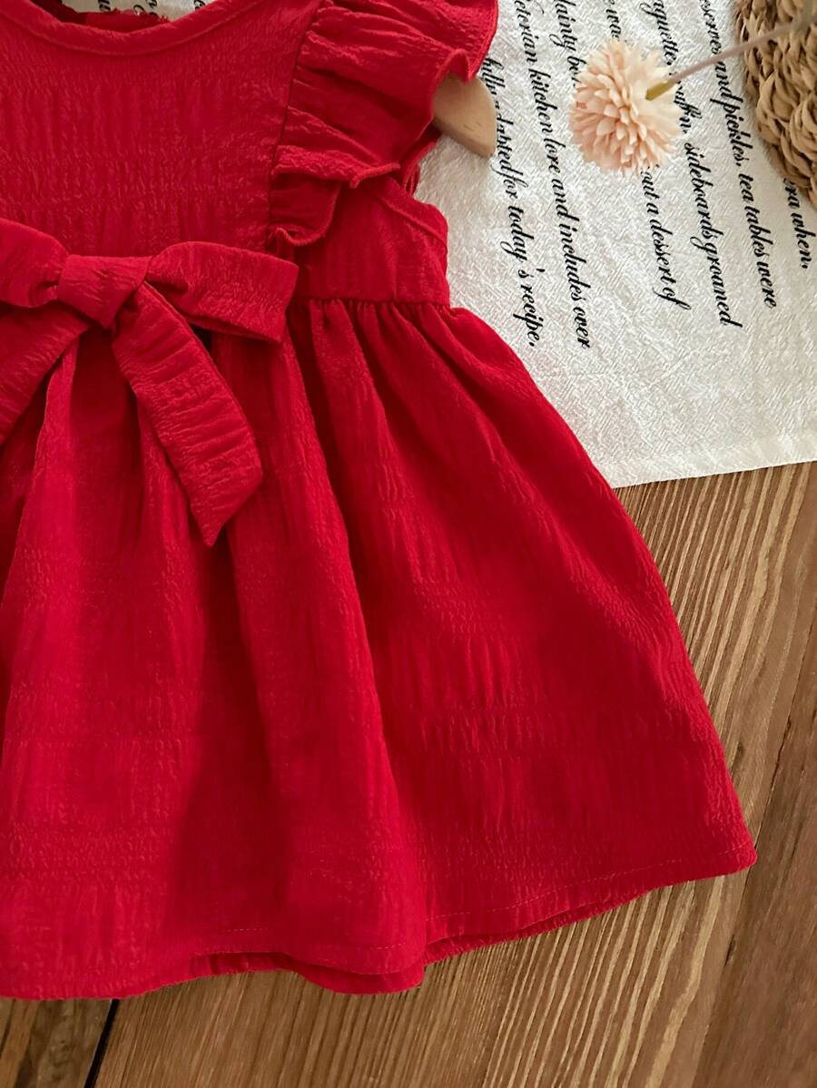 Baby Red Ruffle Waist Dress for Cute Elegant Summer Wear