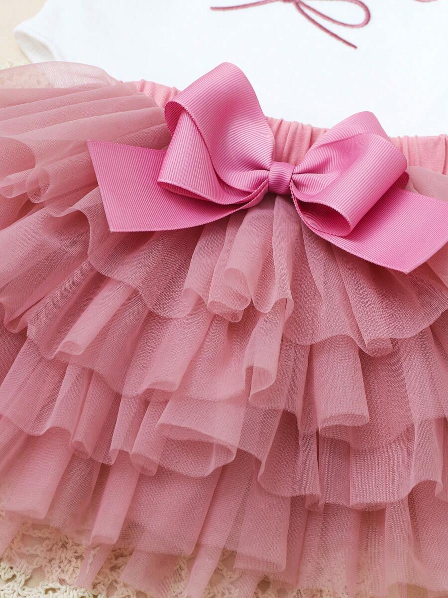 Baby Girl Romper with Tutu Skirt and Bow Headband for Photoshoots and Coming Home