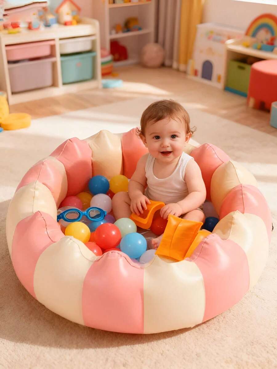 Portable Inflatable Baby Bathtub and Splash Pool Foldable Water Play Bath Basin for Newborns and Toddlers