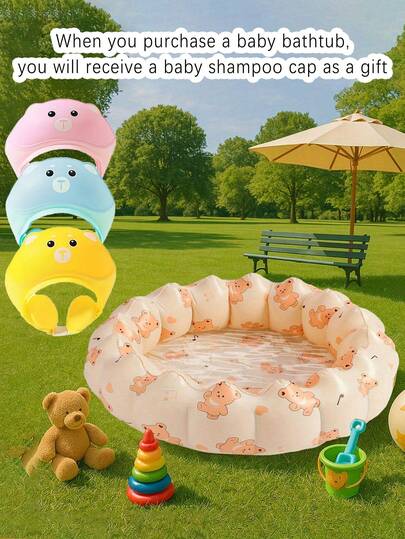 Portable Inflatable Baby Bathtub and Splash Pool Foldable Water Play Bath Basin for Newborns and Toddlers
