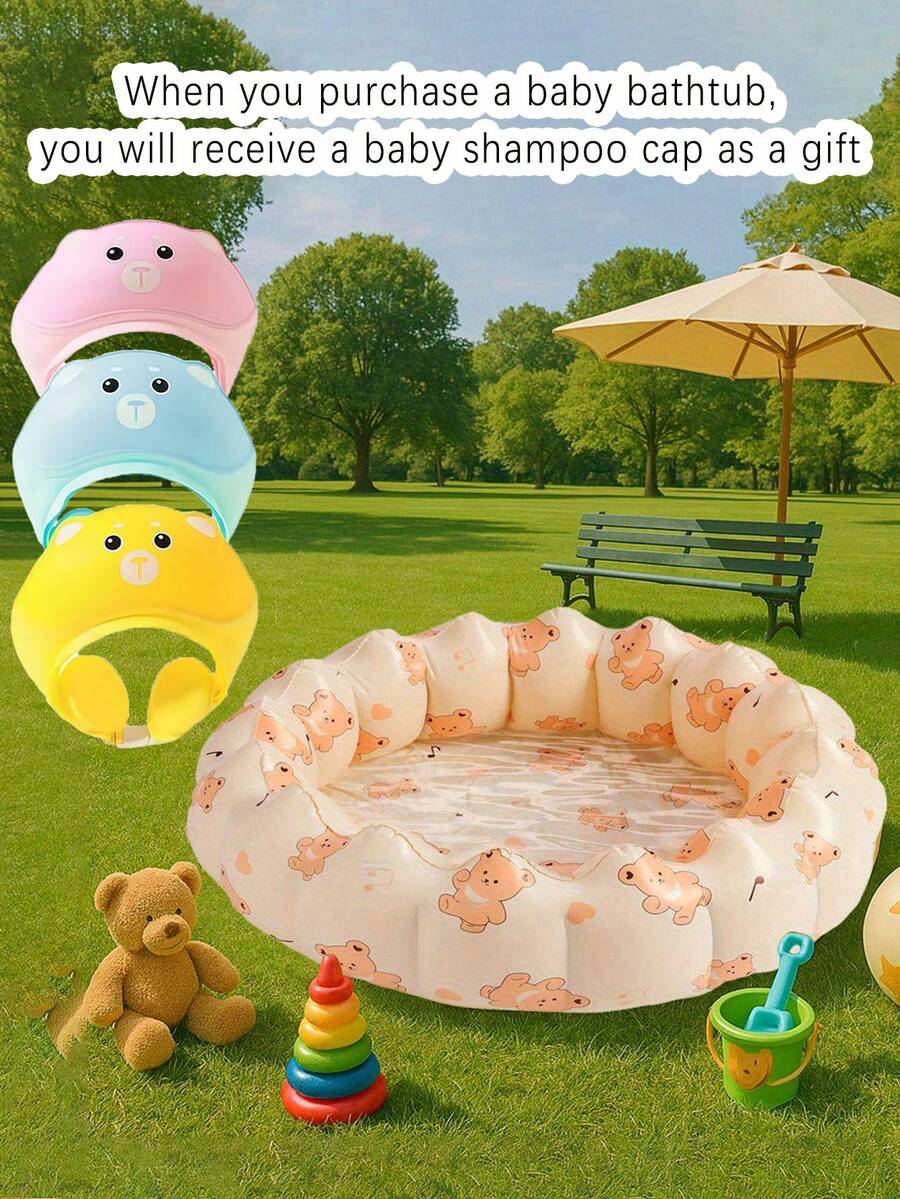 Portable Inflatable Baby Bathtub and Splash Pool Foldable Water Play Bath Basin for Newborns and Toddlers