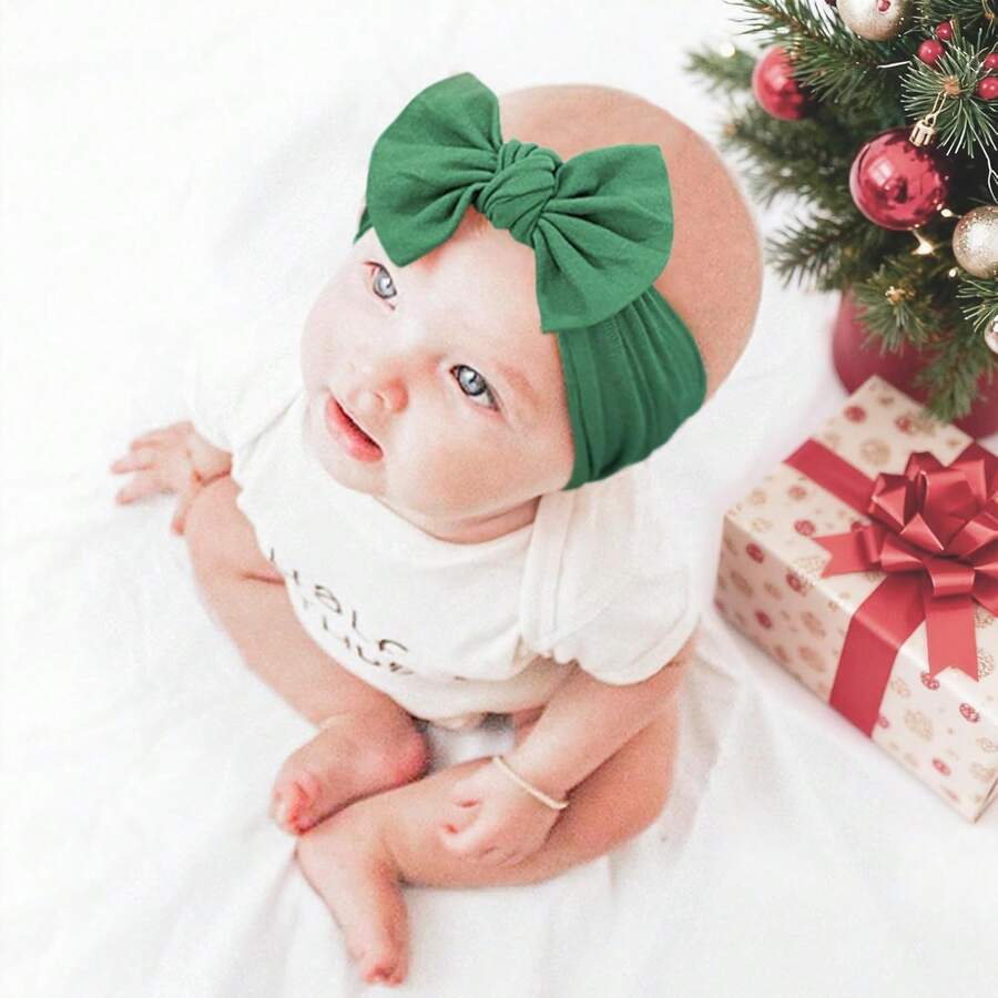 8pcs Handmade Baby Bow Headbands for Newborn and Toddler Daily Wear