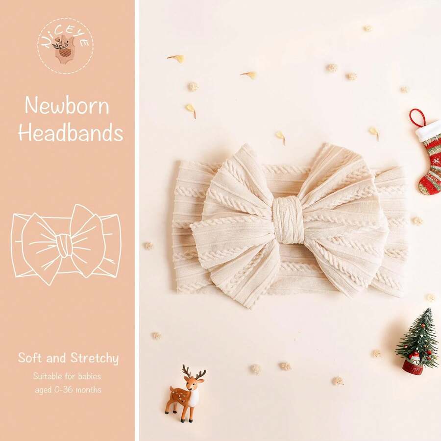 8pcs Handmade Baby Bow Headbands for Newborn and Toddler Daily Wear