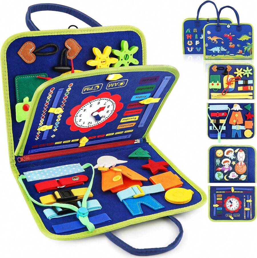 Montessori Felt Busy Board Sensory Learning Toy Interactive Fine Motor Skills and Early Education Activity Board