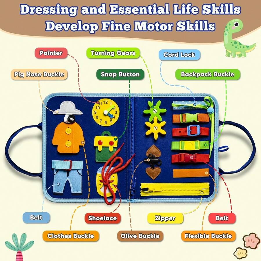 Montessori Felt Busy Board Sensory Learning Toy Interactive Fine Motor Skills and Early Education Activity Board