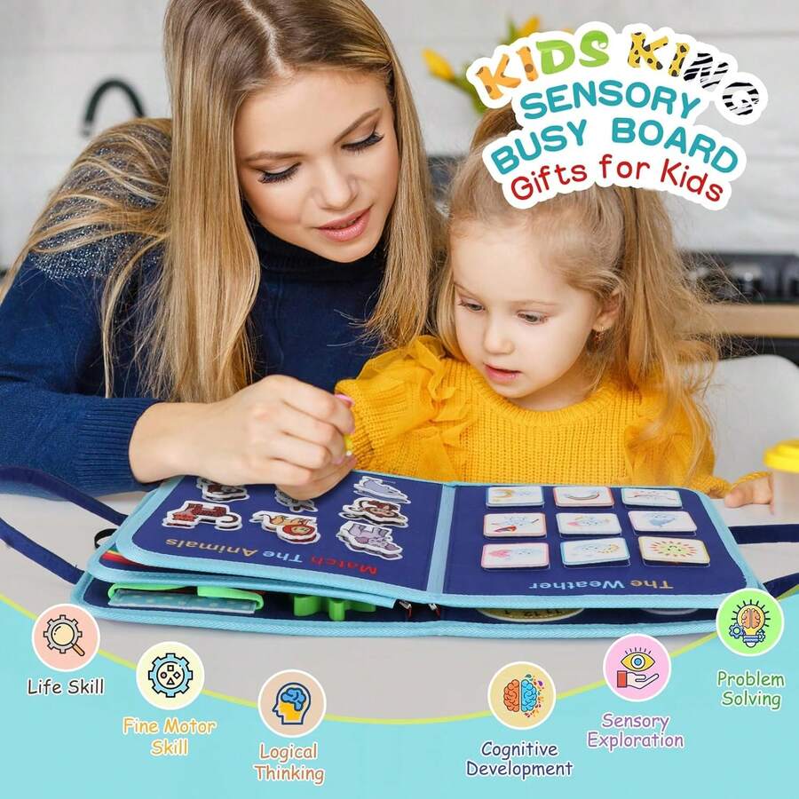 Montessori Felt Busy Board Sensory Learning Toy Interactive Fine Motor Skills and Early Education Activity Board