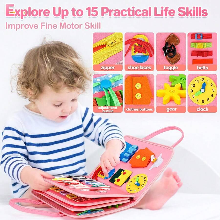 Montessori Felt Busy Board Sensory Learning Toy Interactive Fine Motor Skills and Early Education Activity Board