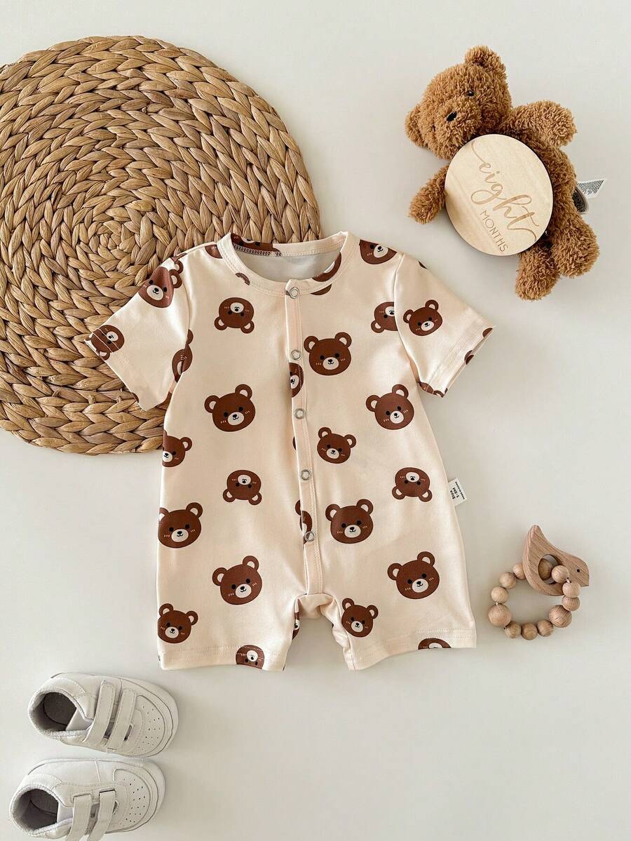Cartoon Pattern Knit Romper for Cute Casual Baby Boy Daily Wear