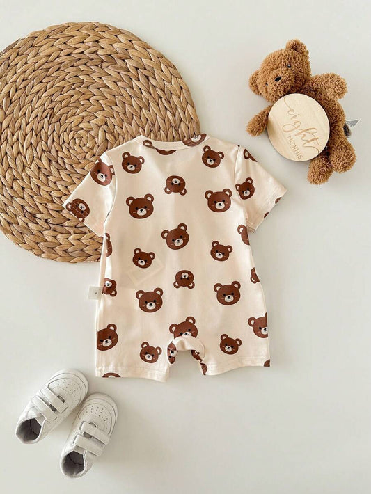 Cartoon Pattern Knit Romper for Cute Casual Baby Boy Daily Wear