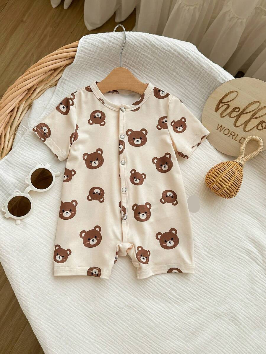 Cartoon Pattern Knit Romper for Cute Casual Baby Boy Daily Wear