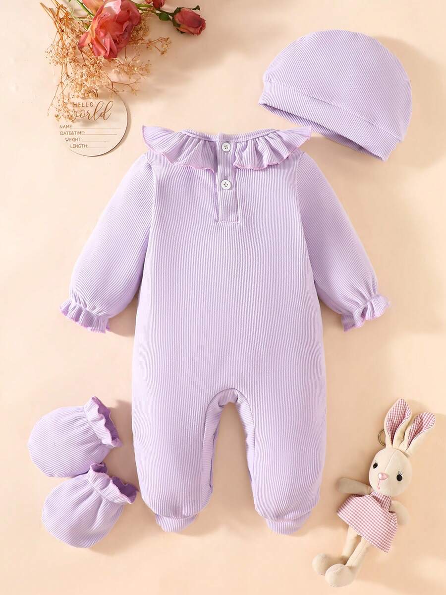 3PCS Baby Princess Style Jumpsuit Set for Spring and Autumn Daily Wear
