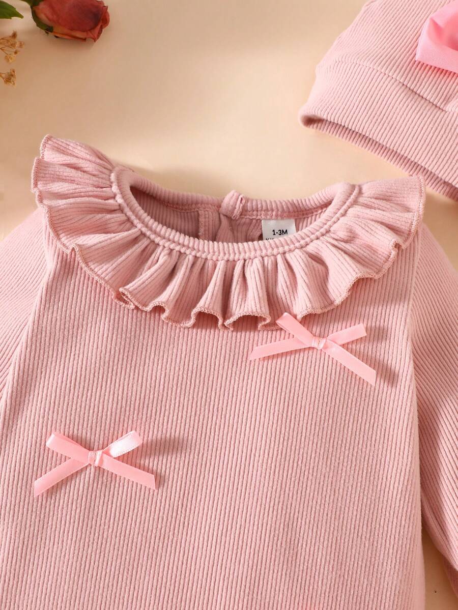3PCS Baby Princess Style Jumpsuit Set for Spring and Autumn Daily Wear