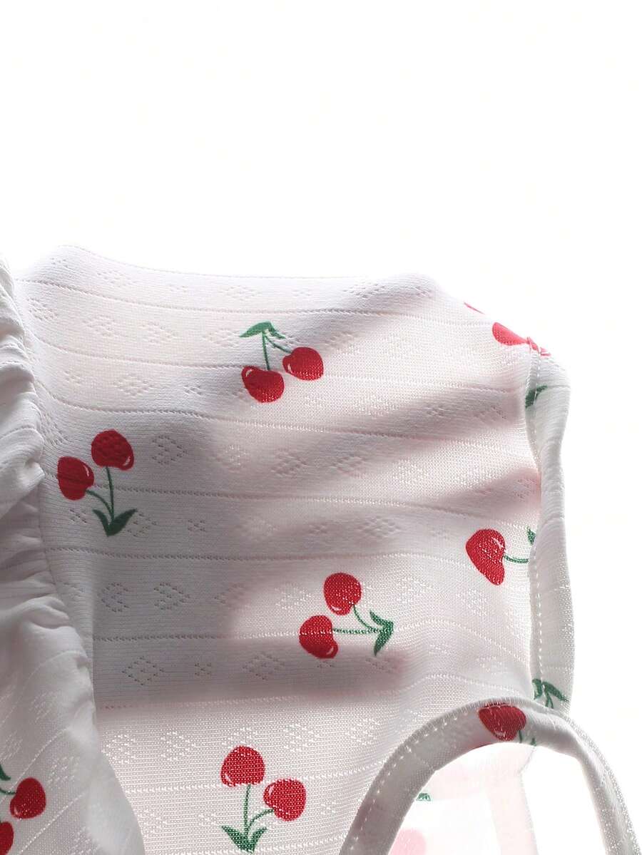 Baby Girl Heart Print Camisole Top and Shorts Set for Cute Summer Daily Wear