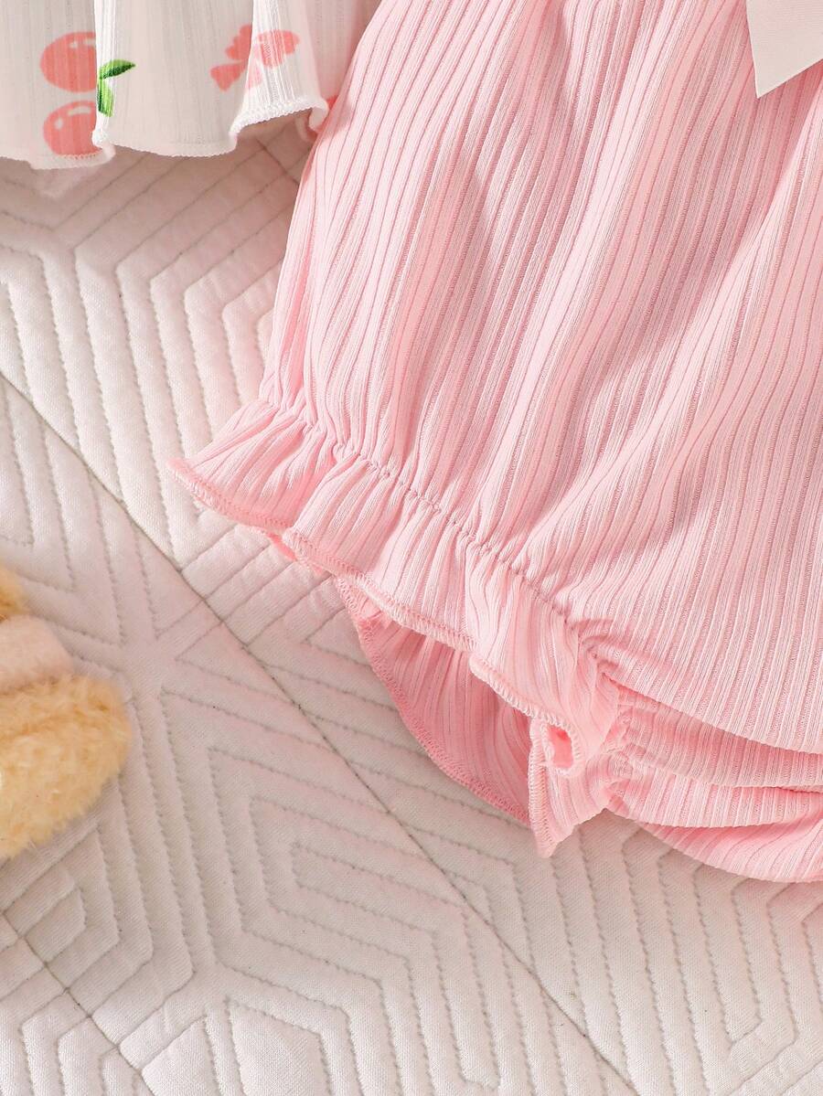 Baby Girl Heart Print Camisole Top and Shorts Set for Cute Summer Daily Wear
