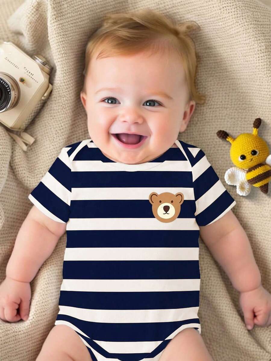 Baby Boy Funny Letter Print Short Sleeve Bodysuit Casual Summer Outfit Back Off I Have A Crazy Grandma
