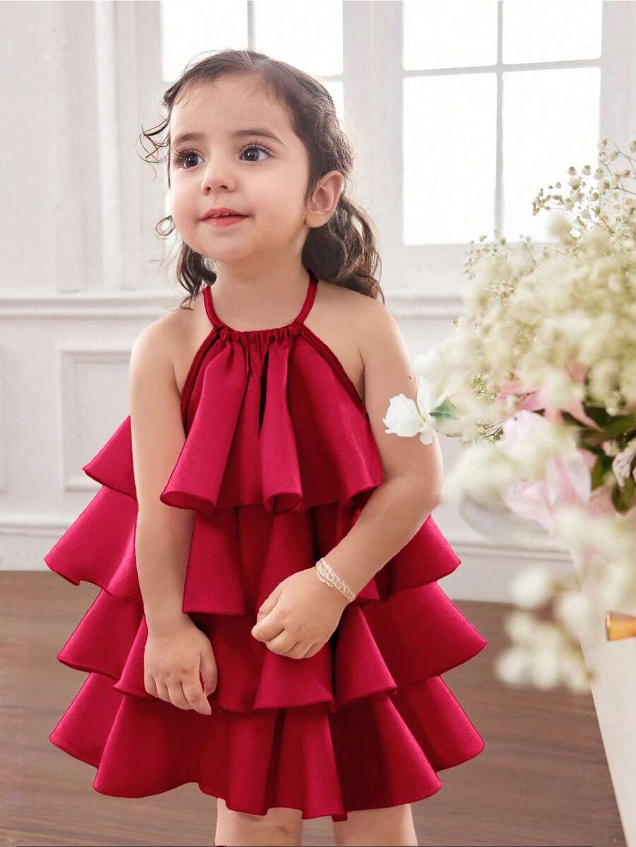 Toddler Girls Sleeveless Floral Sundress With Ruffle Detail Cute Party Wear
