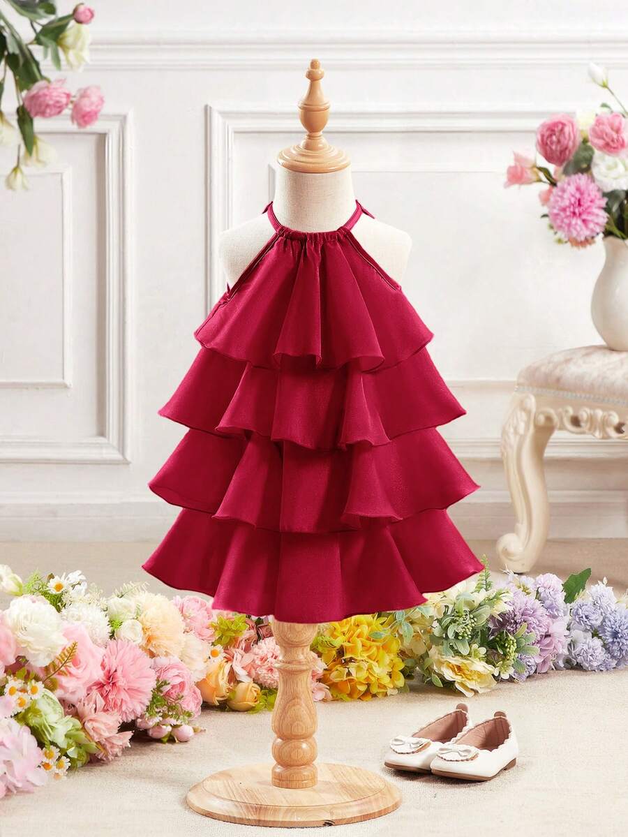 Toddler Girls Sleeveless Floral Sundress With Ruffle Detail Cute Party Wear