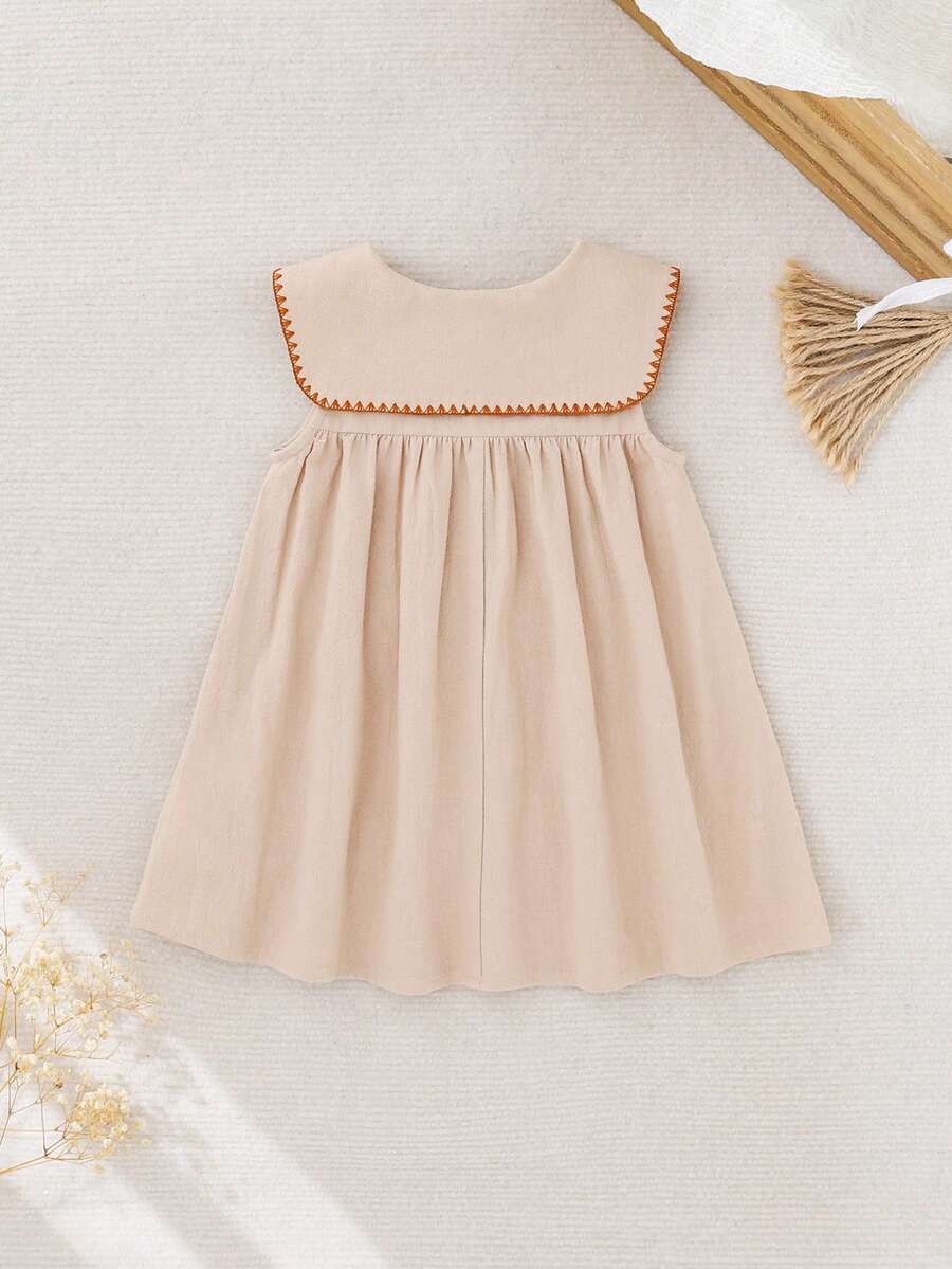 Ruffle Collar Floral Print Sleeveless Dress for Baby Girls
