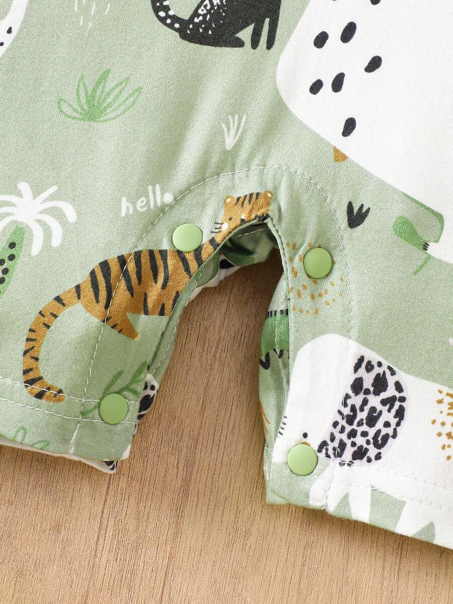 Baby Boy Cartoon Koala Print Bib Pants Patchwork Short Sleeve Romper Summer Outfit