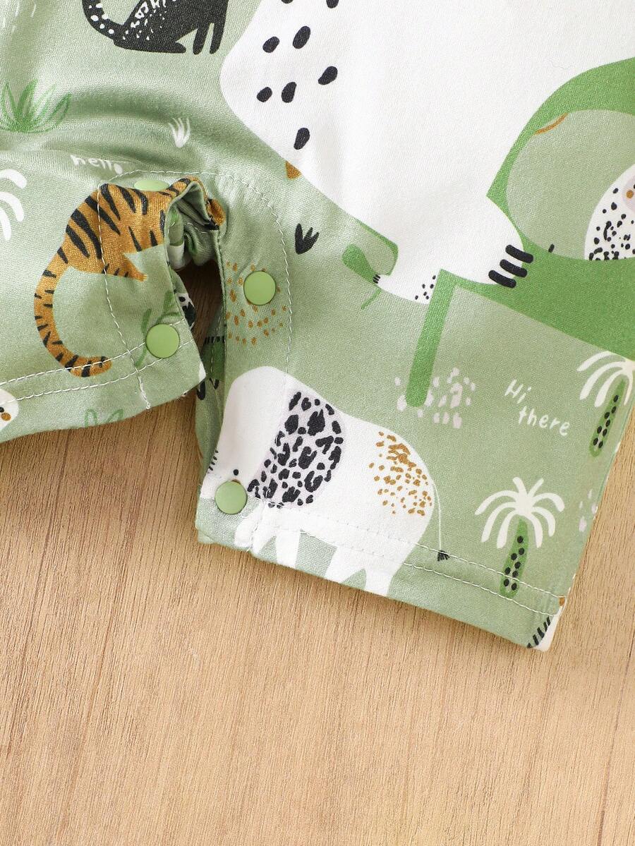 Baby Boy Cartoon Koala Print Bib Pants Patchwork Short Sleeve Romper Summer Outfit