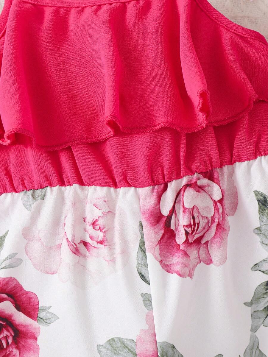 Baby Girl Floral Print Summer Jumpsuit Casual Sleeveless Outfit