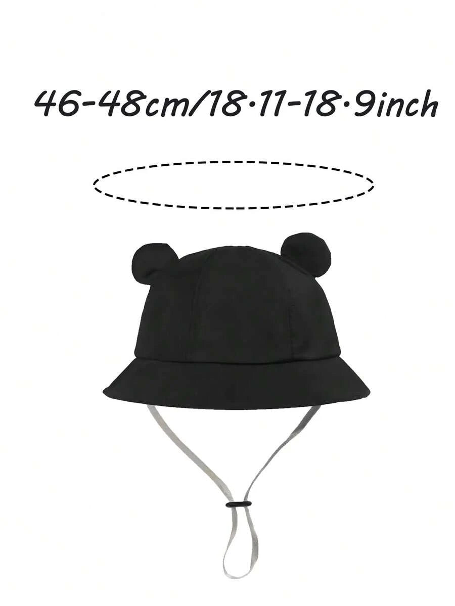 1pc Cute Ear Design Drawstring Bucket Hat for Infant Daily Wear