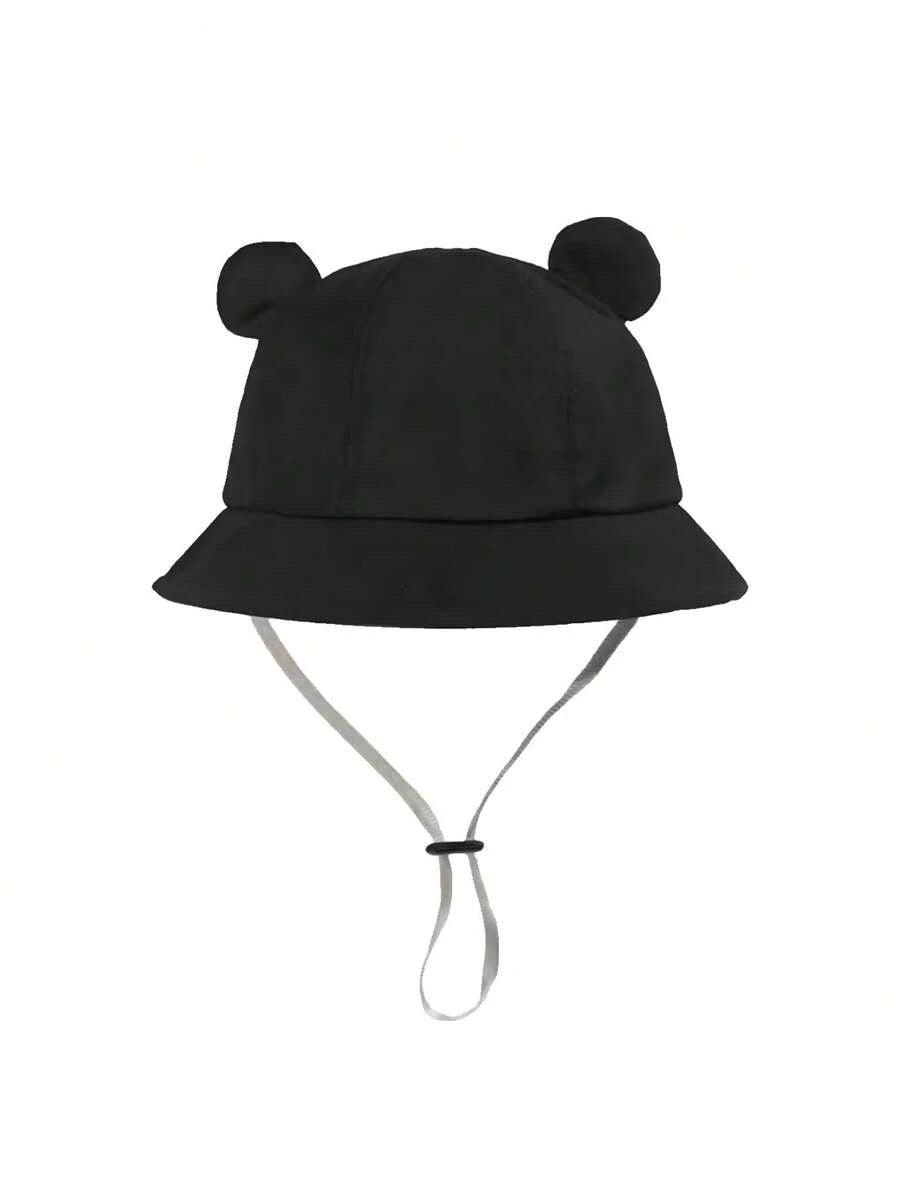 1pc Cute Ear Design Drawstring Bucket Hat for Infant Daily Wear